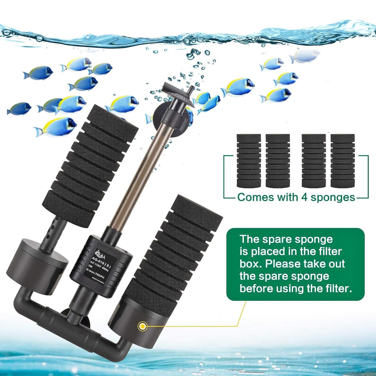 Hygger Aquarium Double Sponge Filter