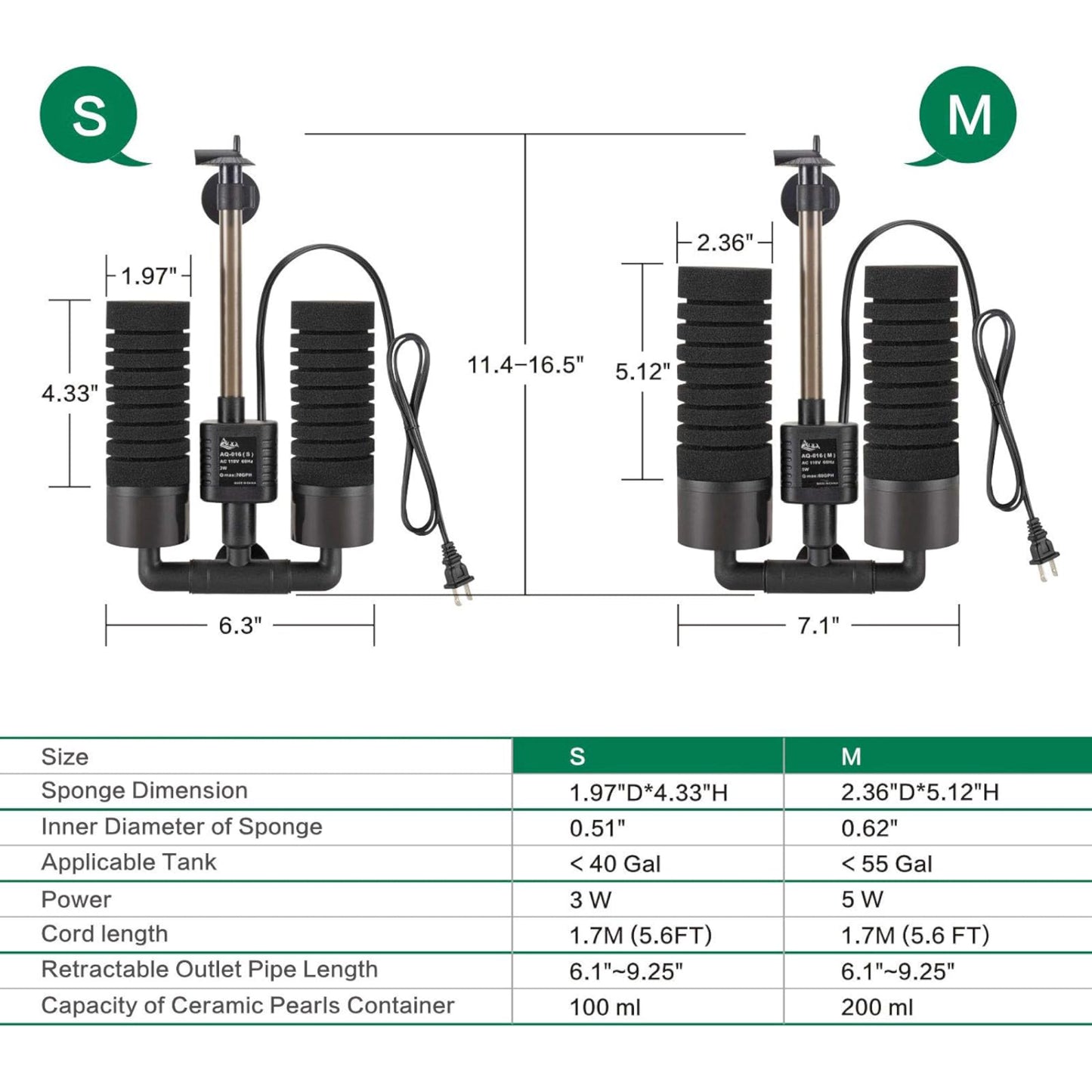 Hygger Aquarium Double Sponge Filter