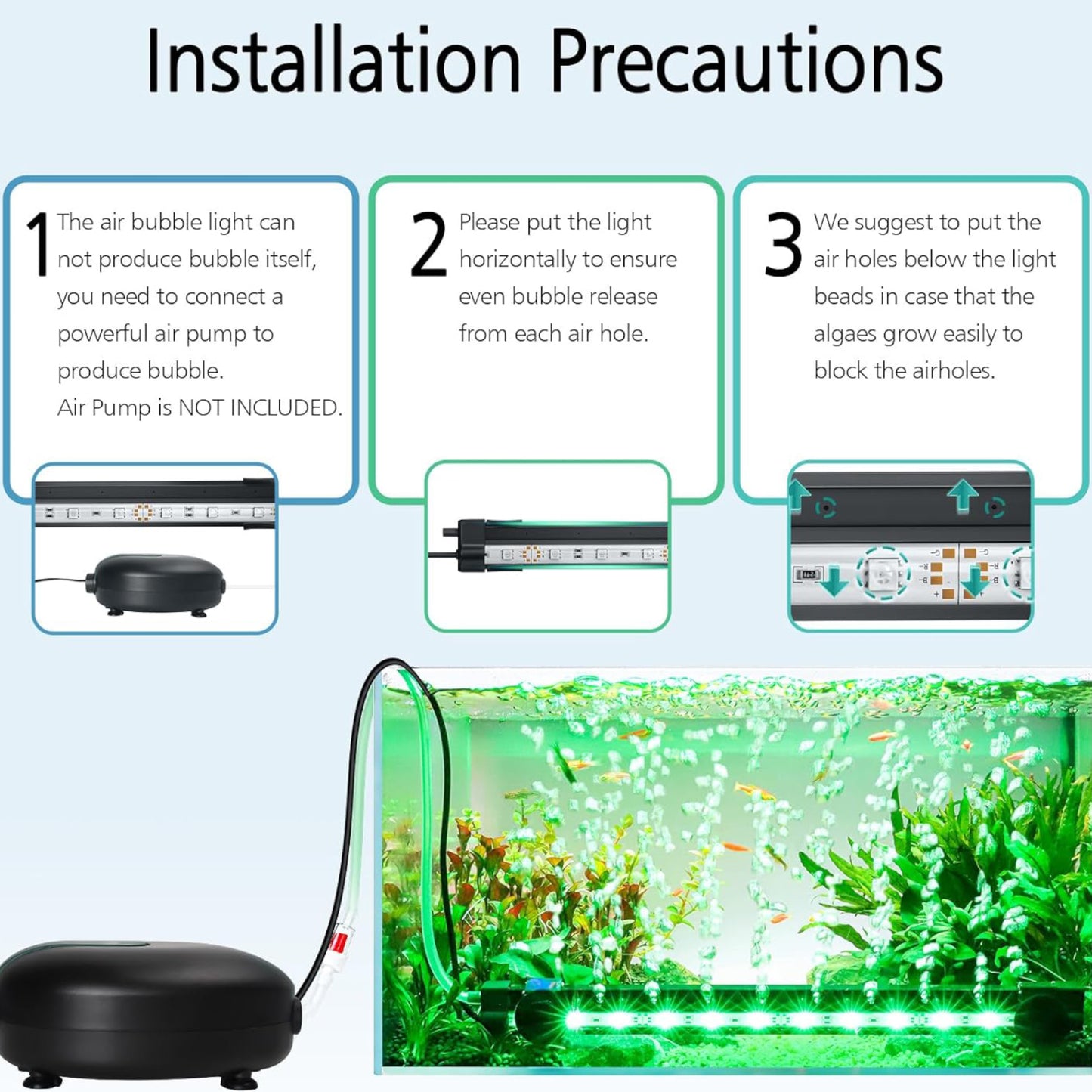 Hygger Aquarium Submersible LED Light Bubbler Decoration