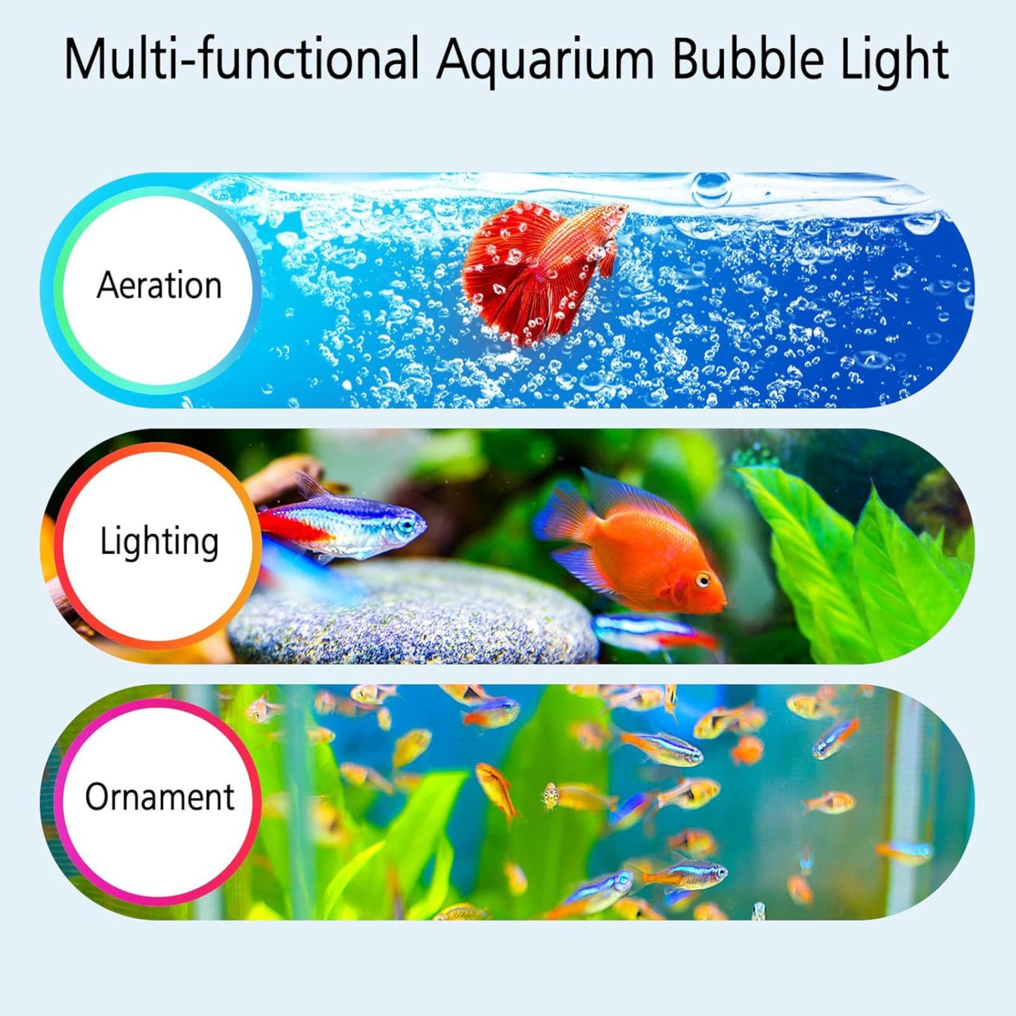 Hygger Aquarium Submersible LED Light Bubbler Decoration
