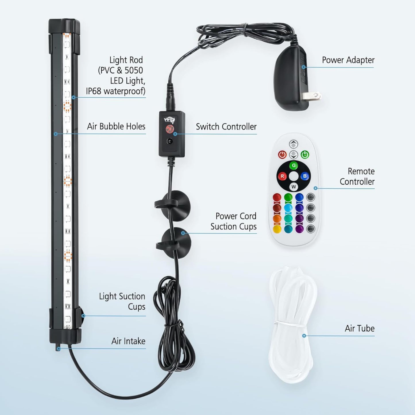 Hygger Aquarium Submersible LED Light Bubbler Decoration