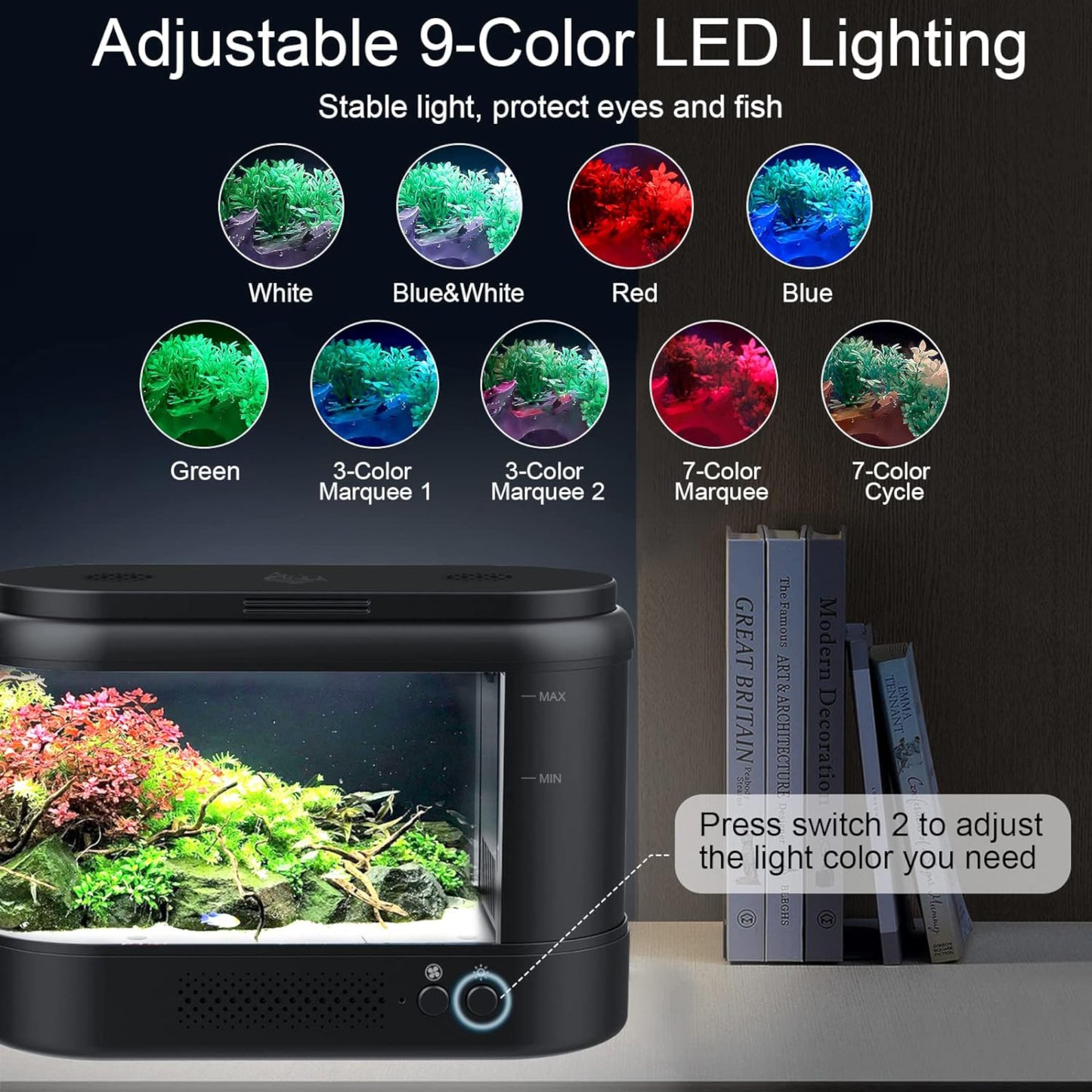 Hygger Small Betta Fish Tank with LED Light