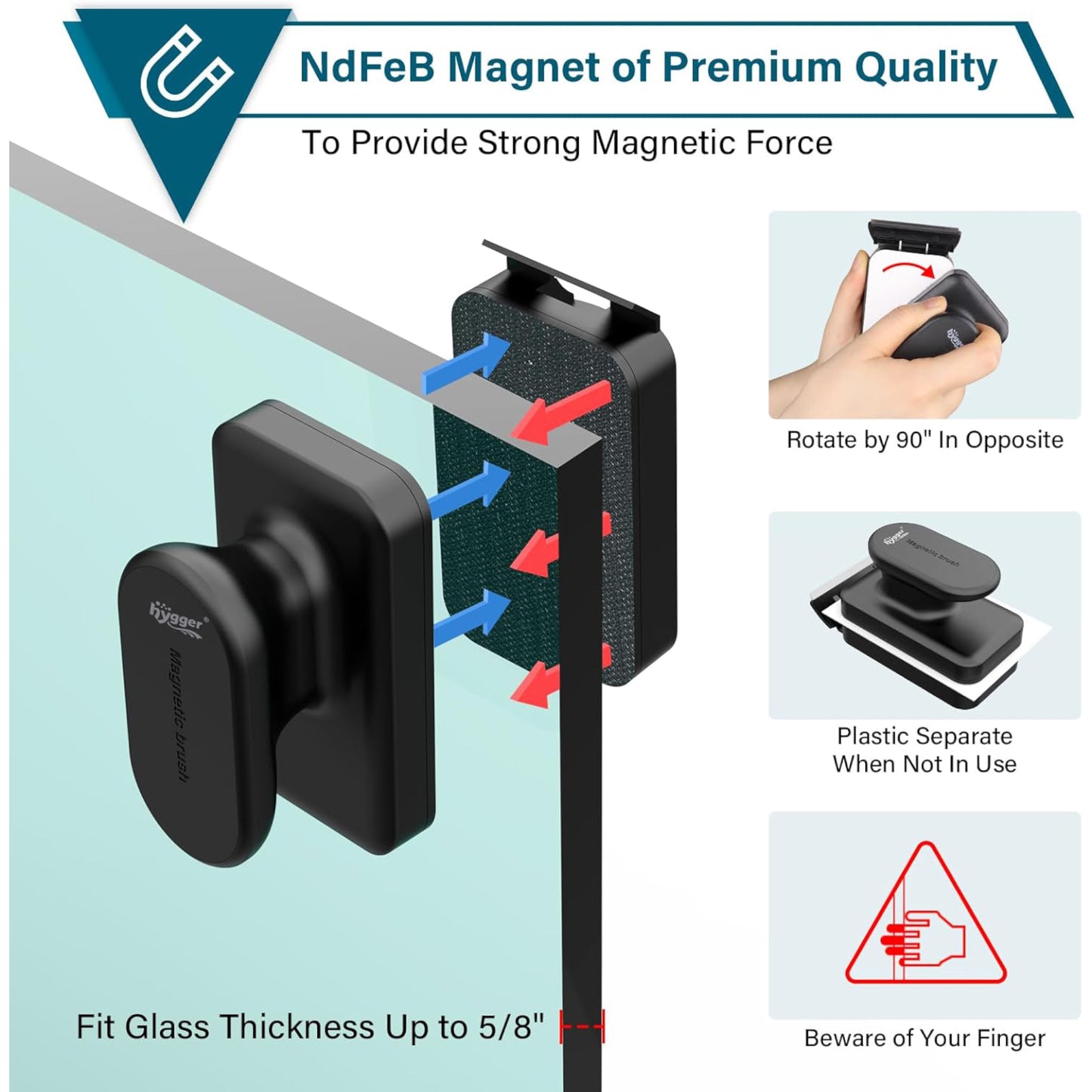 Hygger Aquarium Magnetic Glass Cleaner - Black