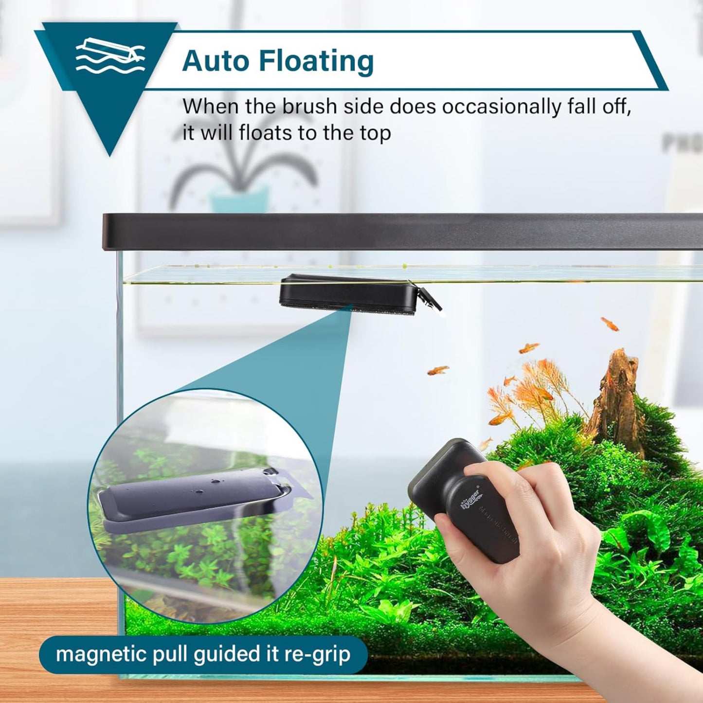 Hygger Aquarium Magnetic Glass Cleaner - Black