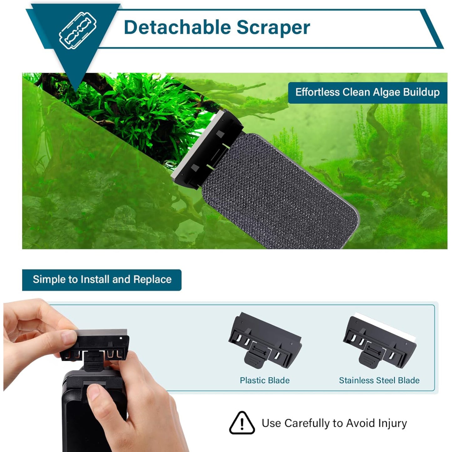 Hygger Aquarium Magnetic Glass Cleaner - Black