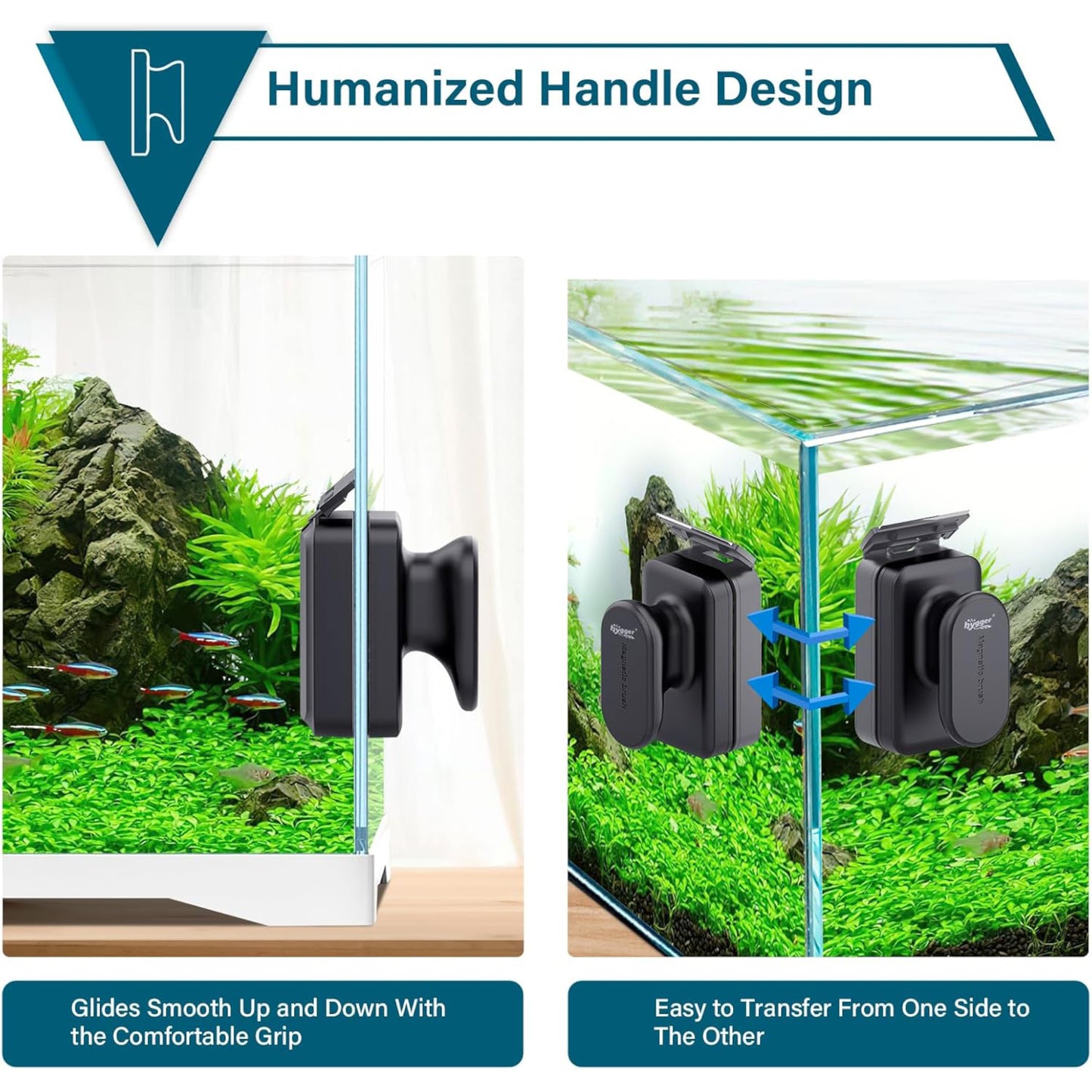 Hygger Aquarium Magnetic Glass Cleaner - Black
