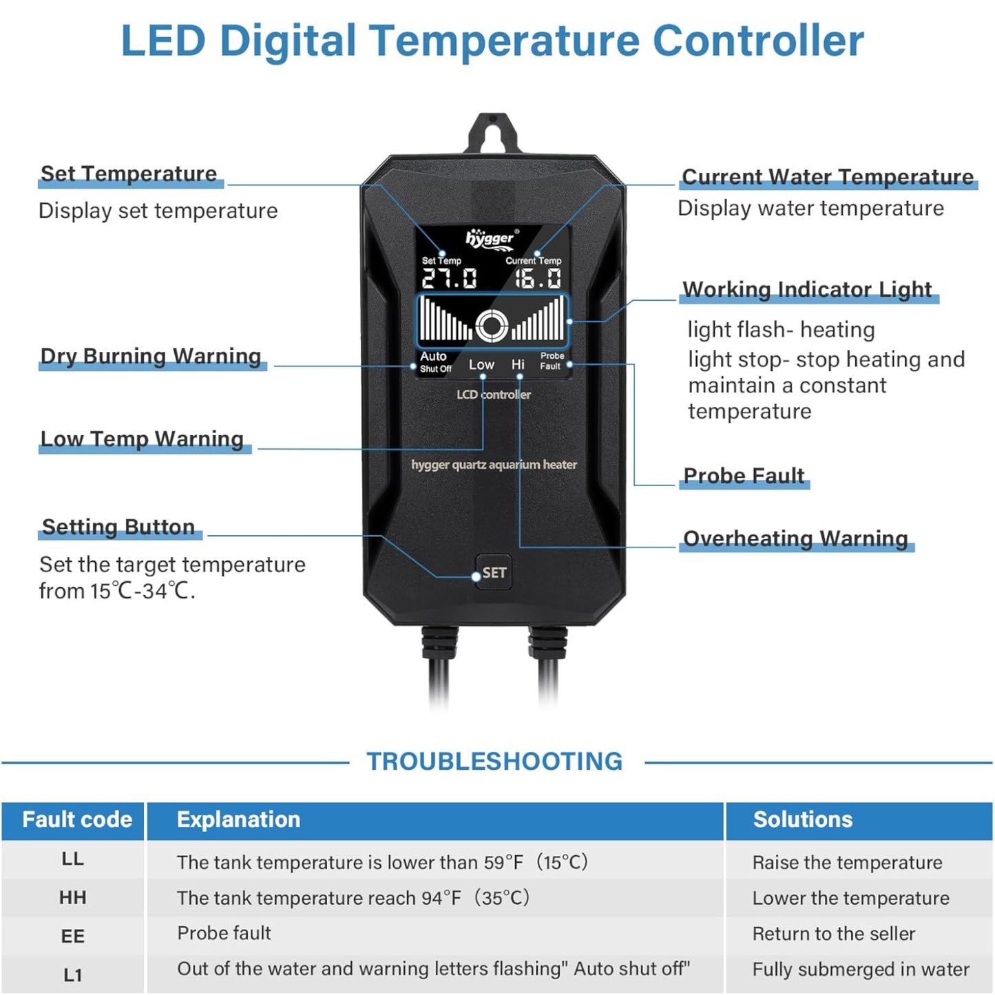 Hygger Aquarium Intelligent Quartz Heater