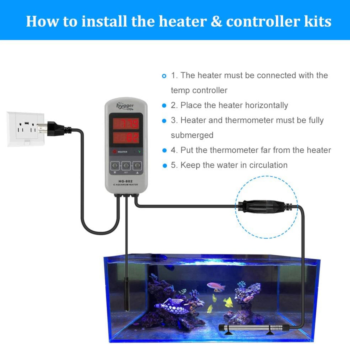 Hygger Titanium Aquarium Heater for Salt Water
