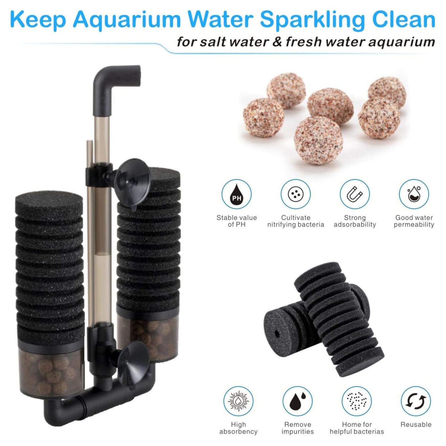 Hygger Aquarium Double Sponge Filter - Medium