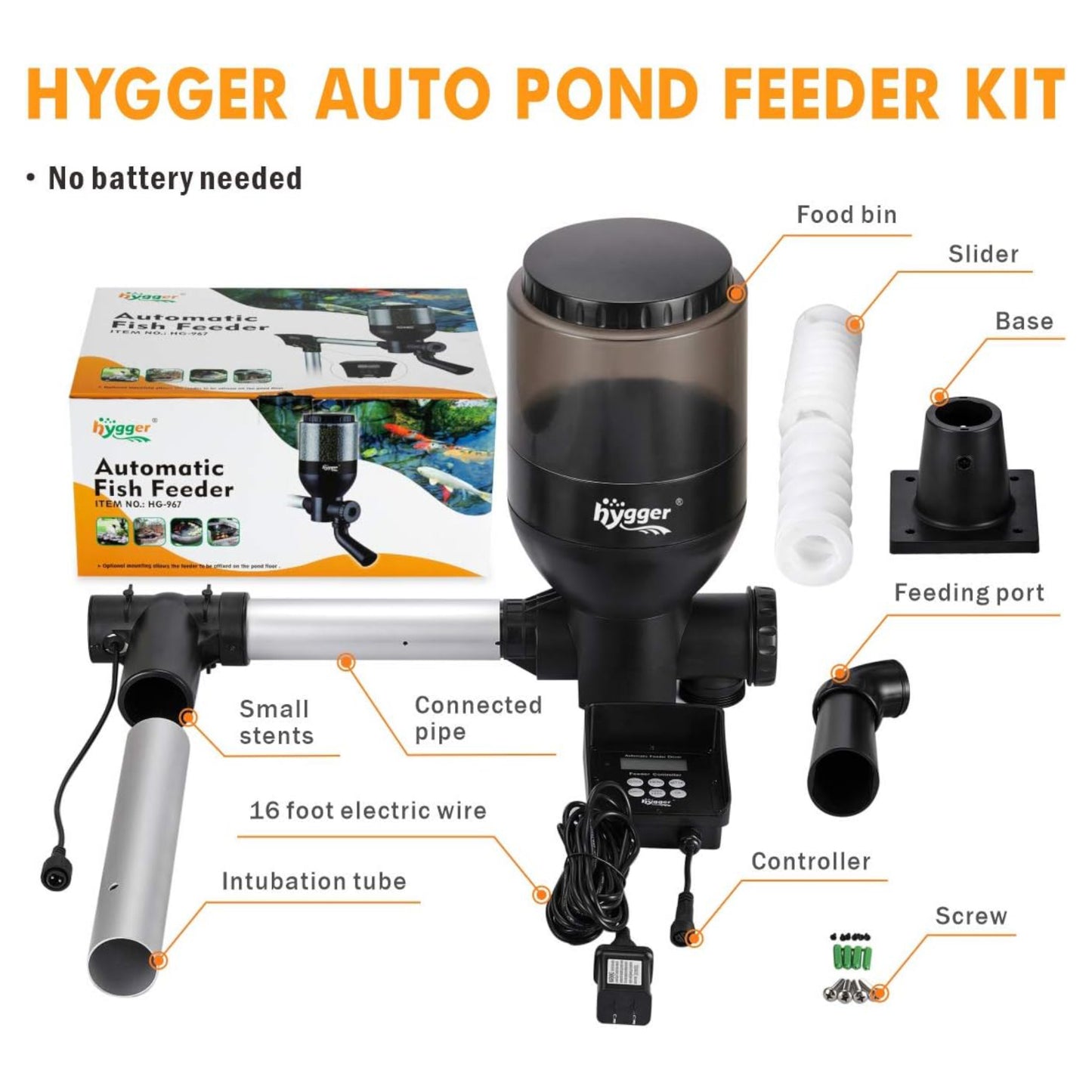 Hygger Automatic Pond Fish Feeder