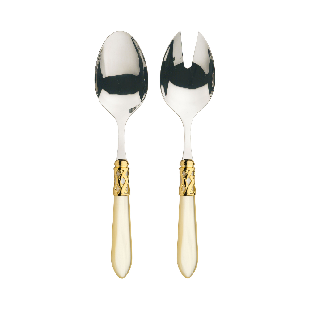 Bugatti Aladdin Gold Plated 2-piece Salad Set - Ivory