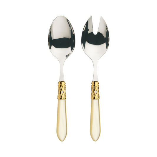 Bugatti Aladdin Gold Plated 2-piece Salad Set - Ivory