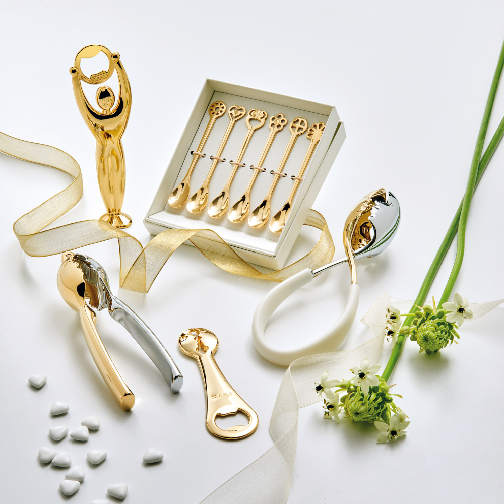 Bugatti Kiss Salad Tongs - White/Gold
