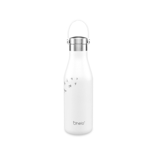 OHelo White Bottle With Etched Swallows