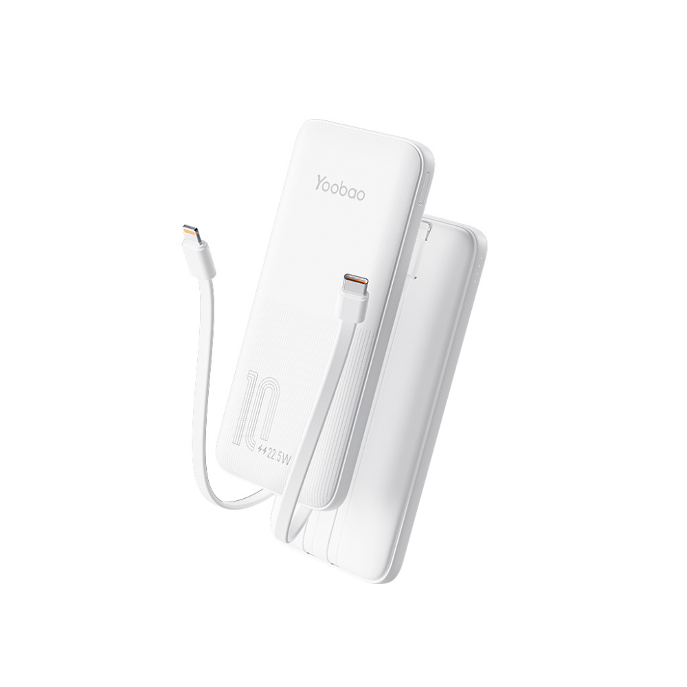 Yoobao Portable Thin Built-in Cable 10000mAh Powerbank - White