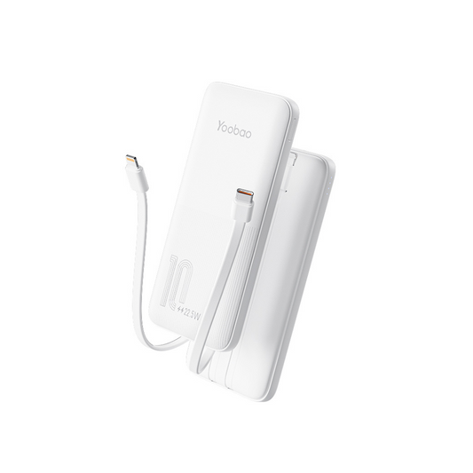 Yoobao Portable Thin Built-in Cable 10000mAh Powerbank - White