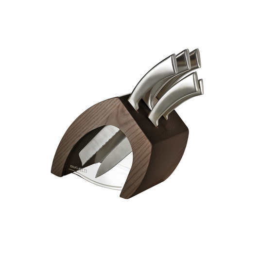 Bugatti Virgola Knives Block with Ergo Knives - Tobacco