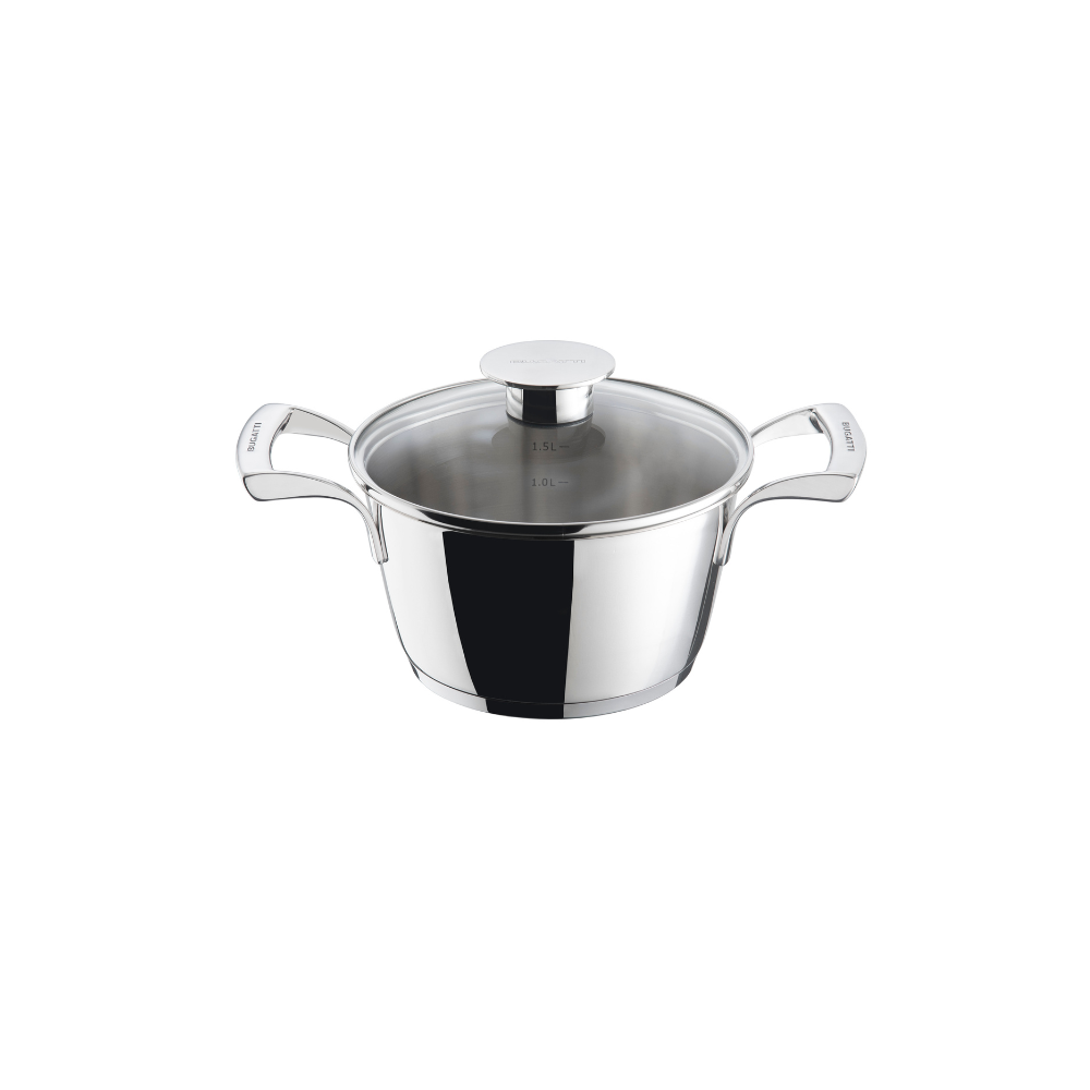 Bugatti Stainless Steel Casserole 18cm With Glass Lid
