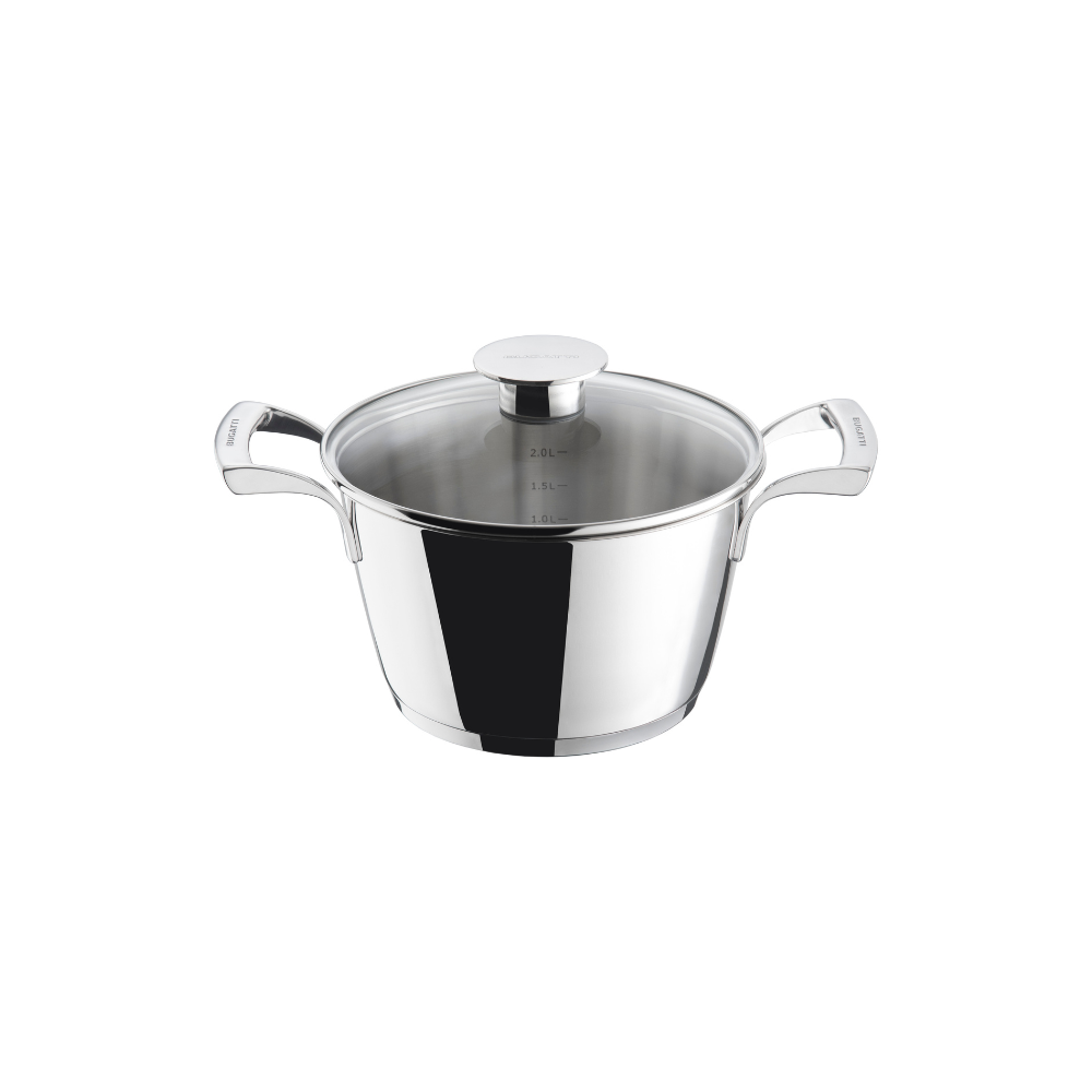Bugatti Stainless Steel Casserole 20cm With Glass Lid