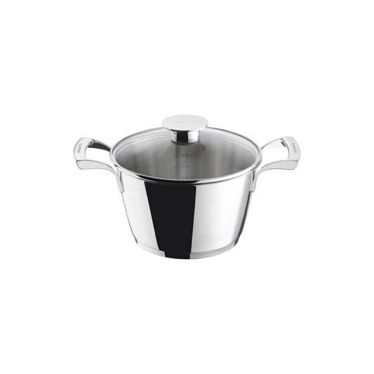 Bugatti Stainless Steel Casserole 20cm With Glass Lid