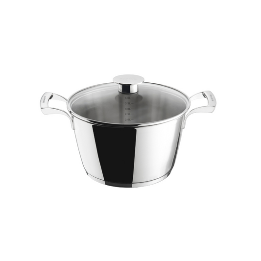 Bugatti Stainless Steel Casserole 24cm With Glass Lid