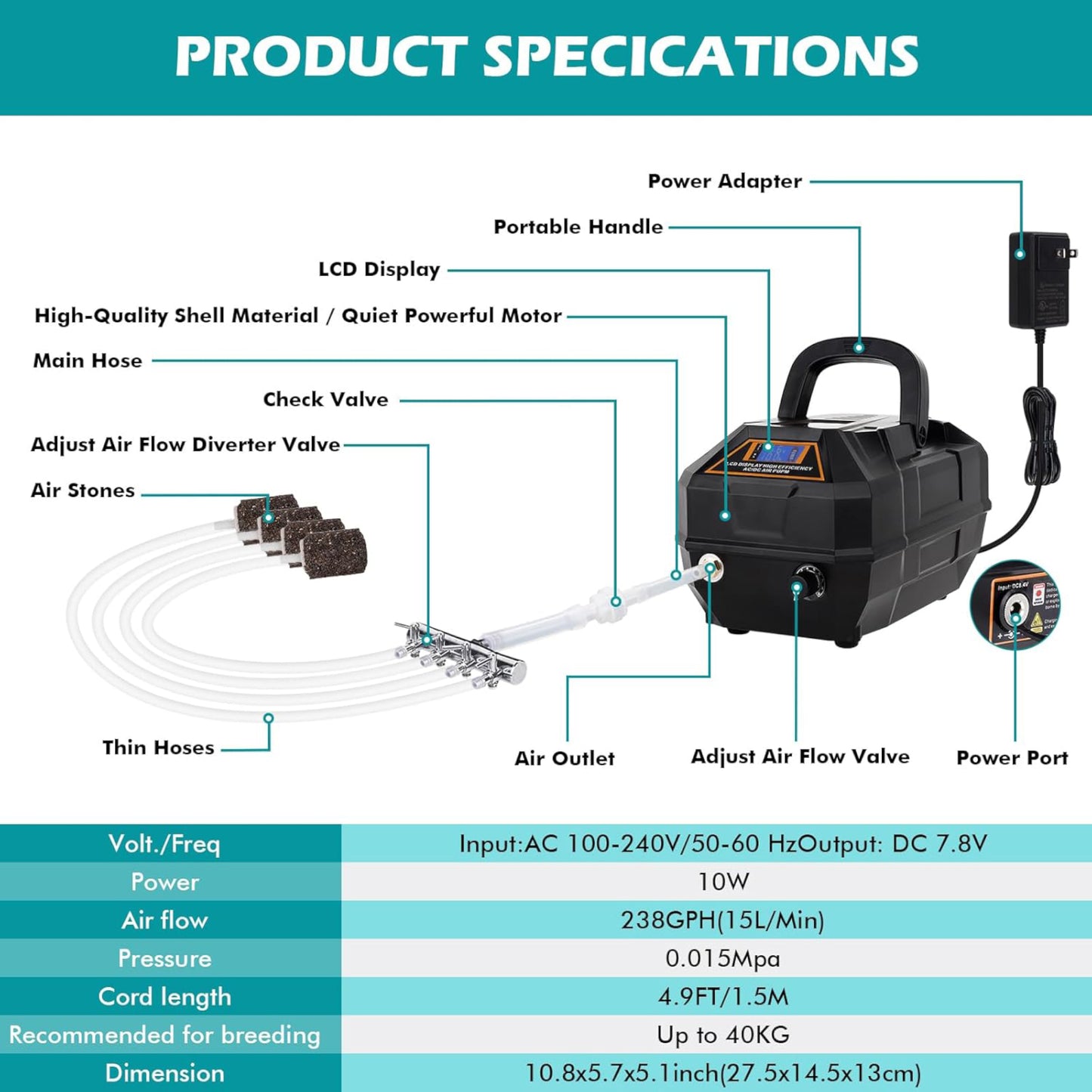 Hygger Portable Air Pump Kit