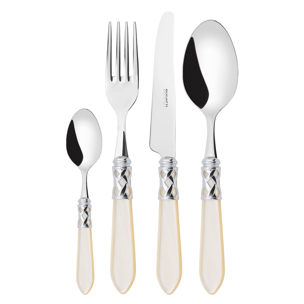 BUGATTI ALCAM-N4208 Aladdin Ménagère De 6 Pièces Cuiller à Moka Acier/ABS Ivoire 21 X 18 X 3 Cm