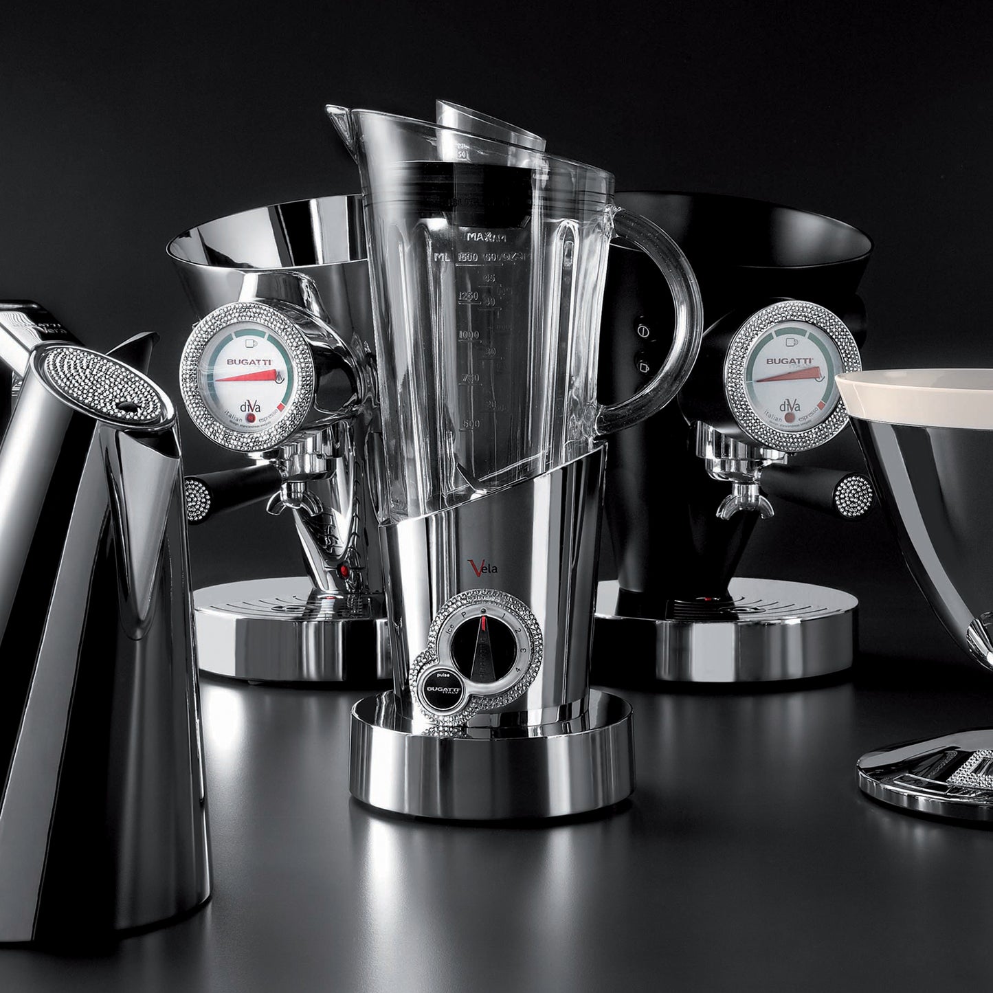 Bugatti Italy Diva Light Details Espresso Coffee Machine - Black