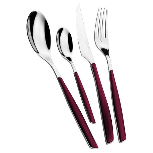 Bugatti Glamour 24-piece Cutlery Set - Garnet Red