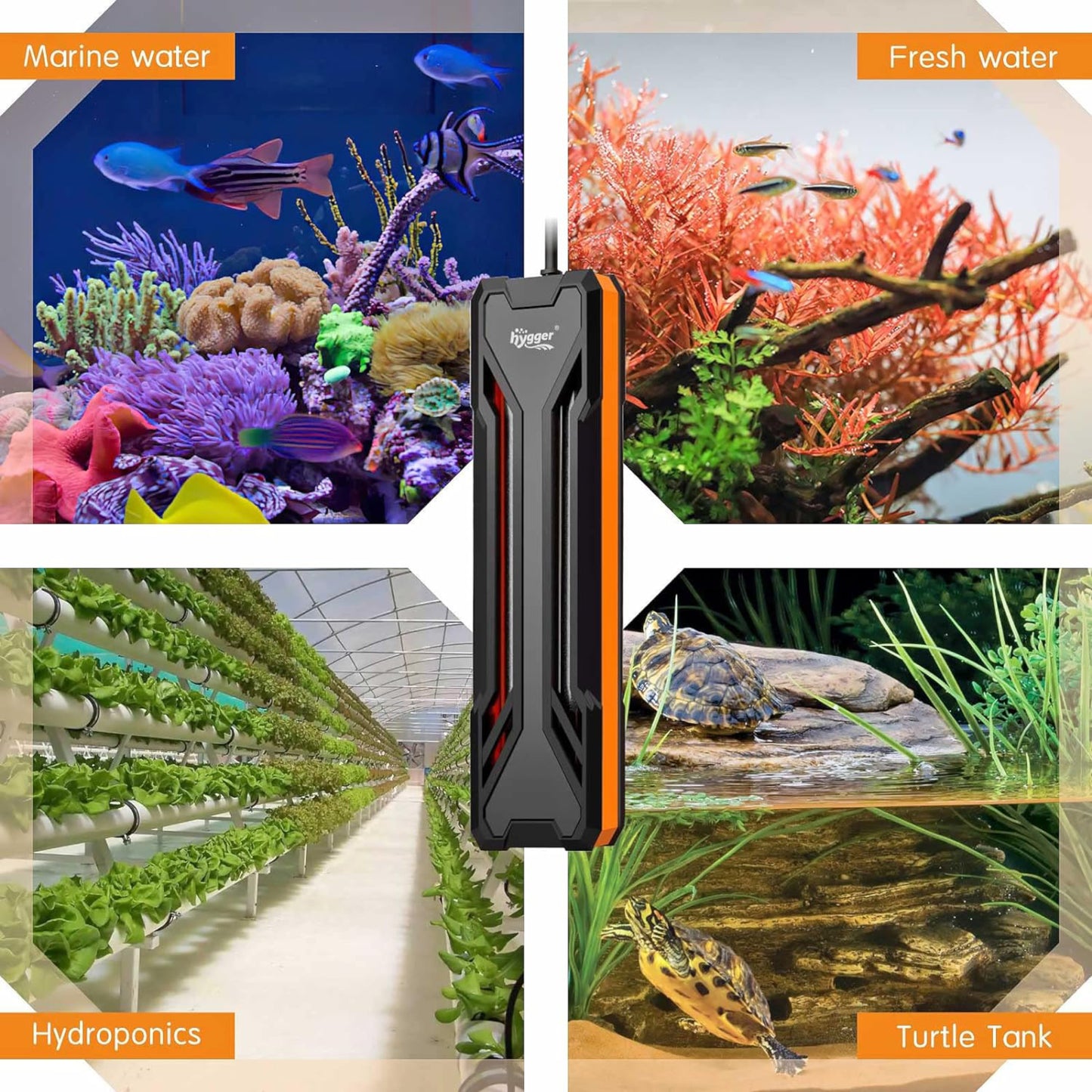 Hygger Submersible Double Quartz Heater 800W