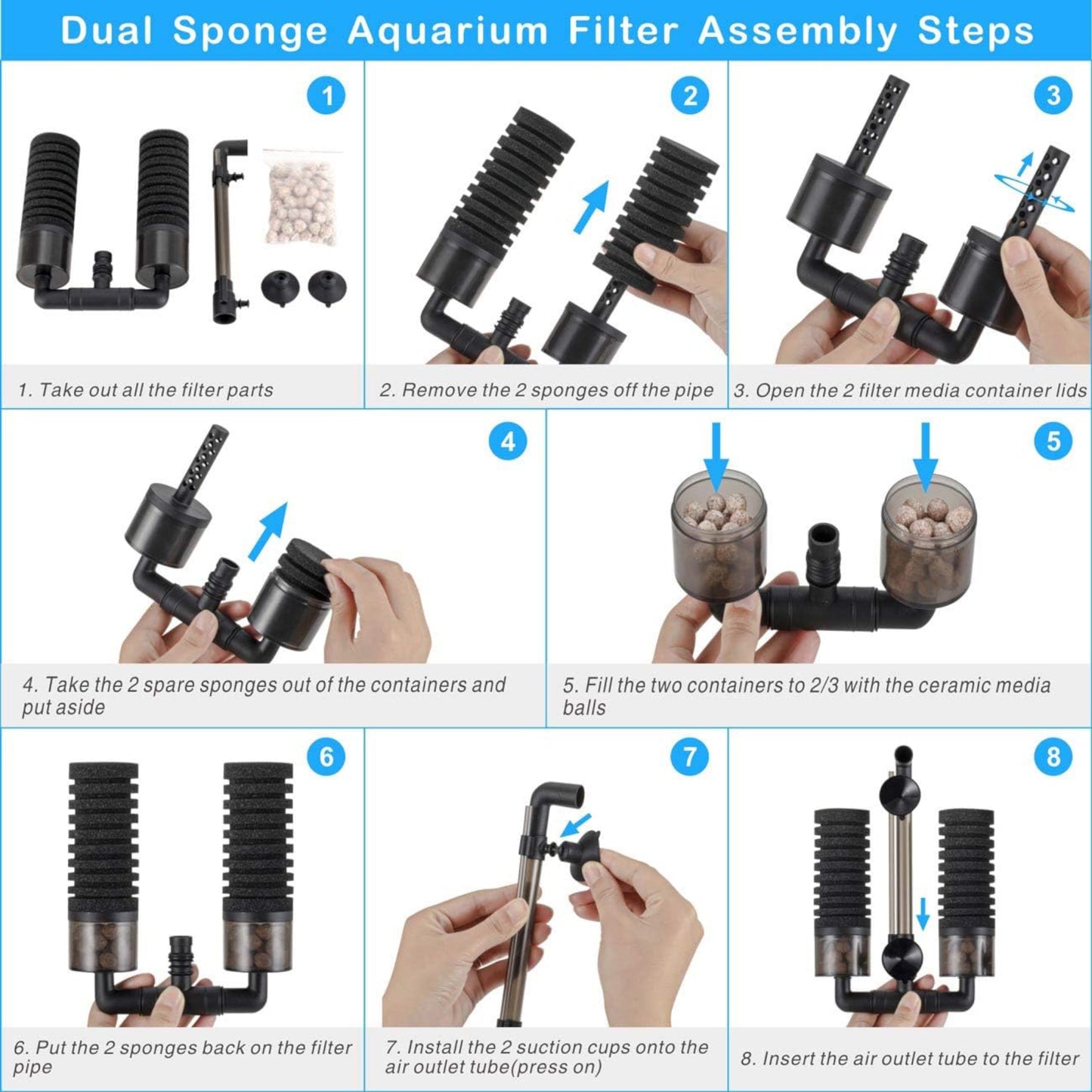 Hygger Aquarium Double Sponge Filter - Small