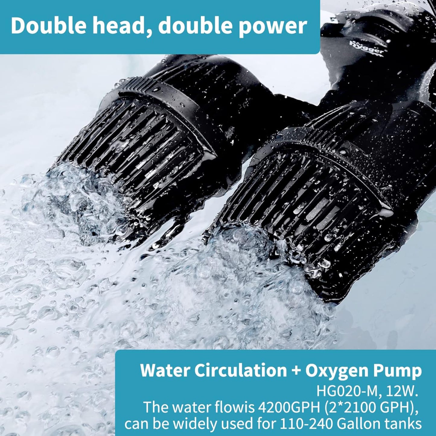 Hygger Double Head Wave Maker with Double Powerhead Pump 12W