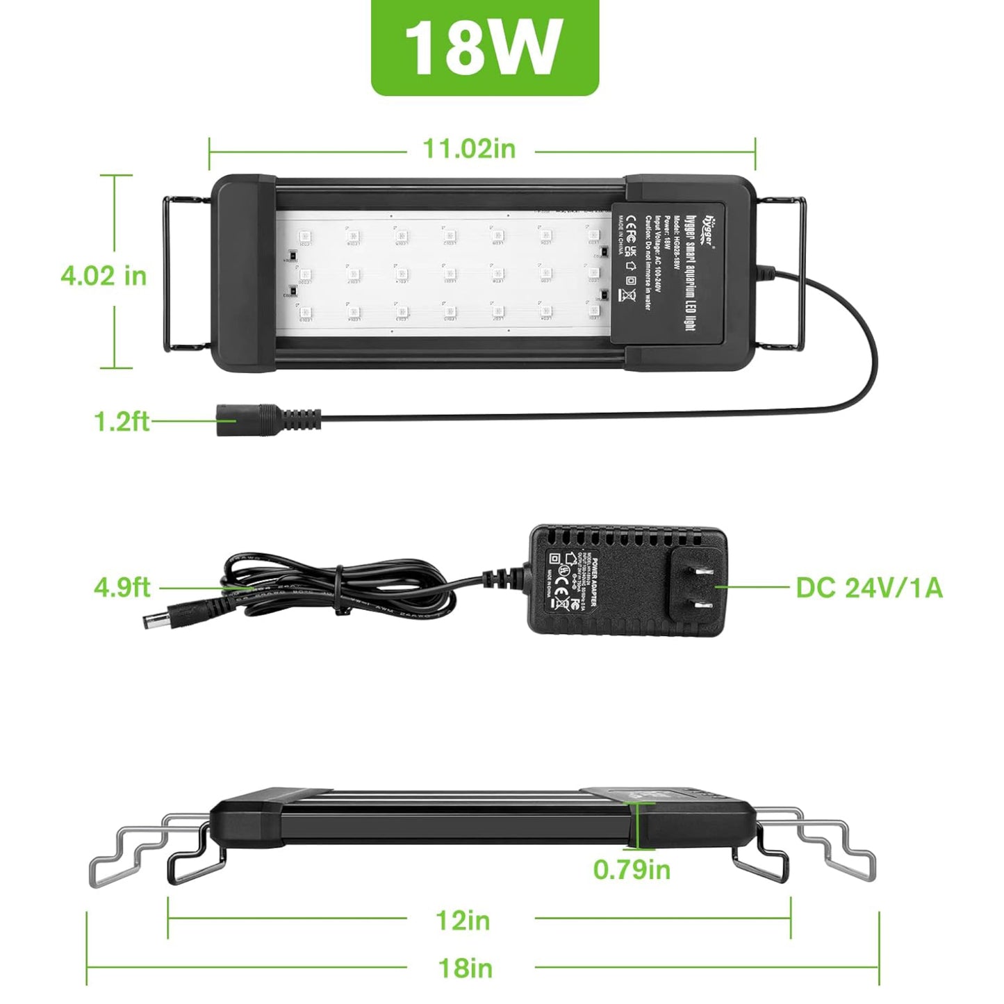 Hygger Aquarium Bluetooth LED Light 18W with App Control