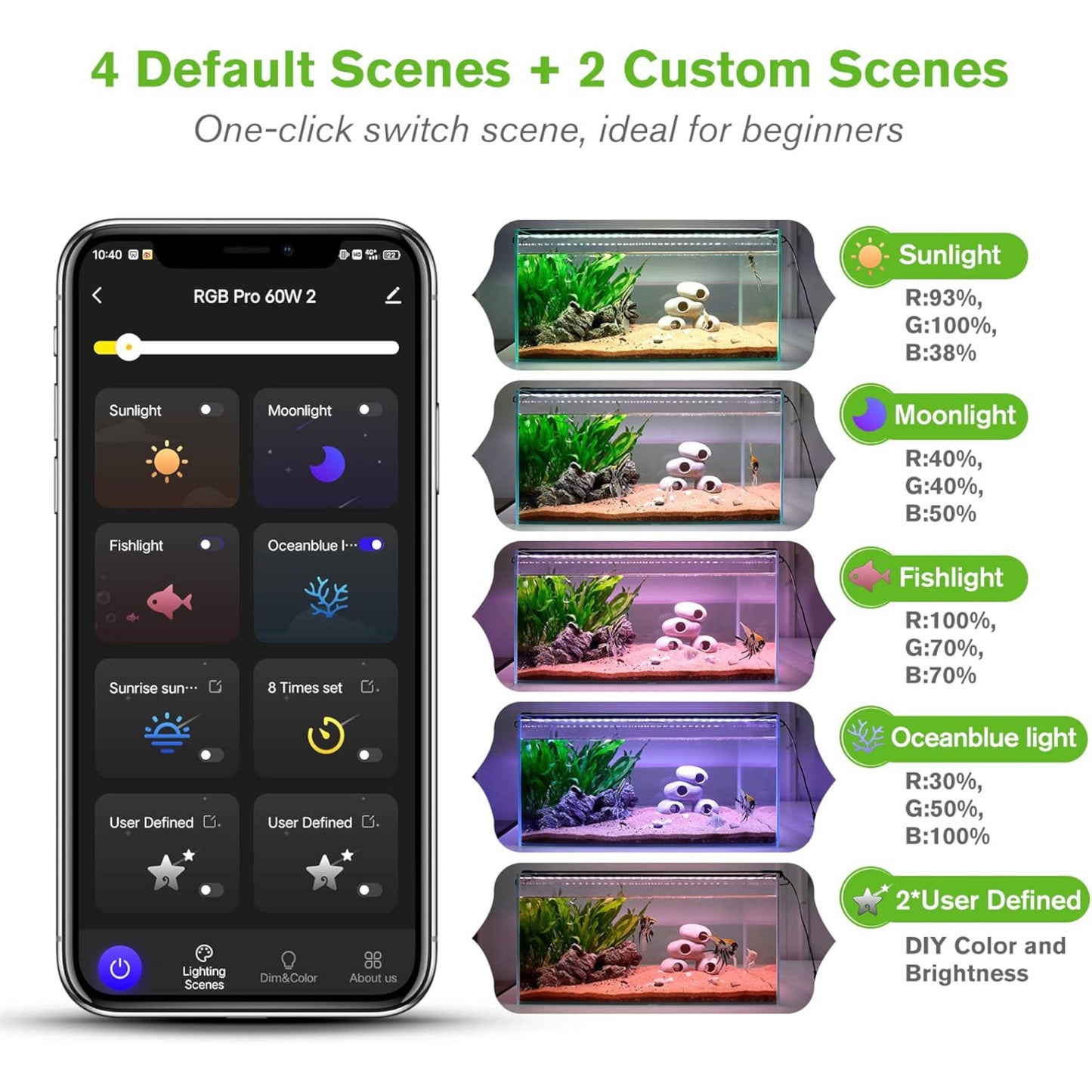 Hygger Aquarium Bluetooth LED Light 40W with App Control