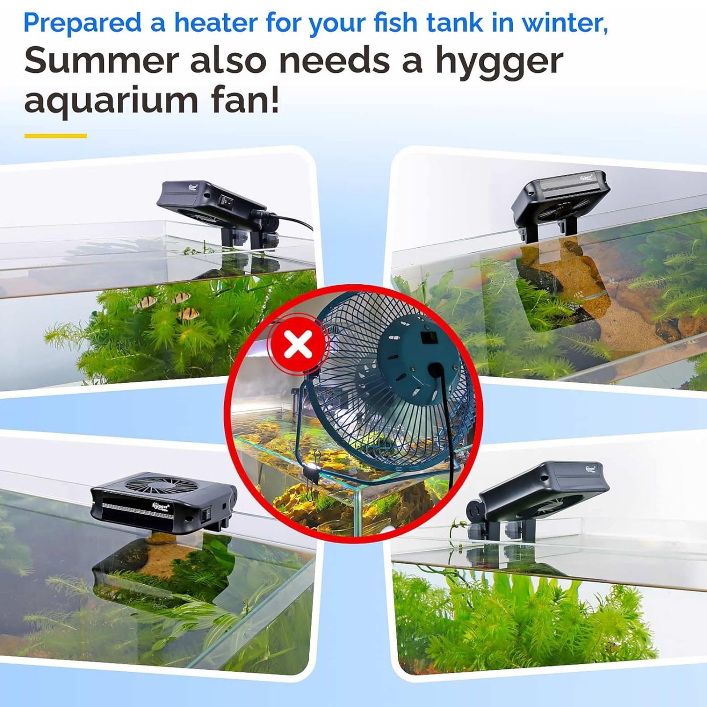 Hygger Aquarium Chiller Cooling Fan 3 Fan Head