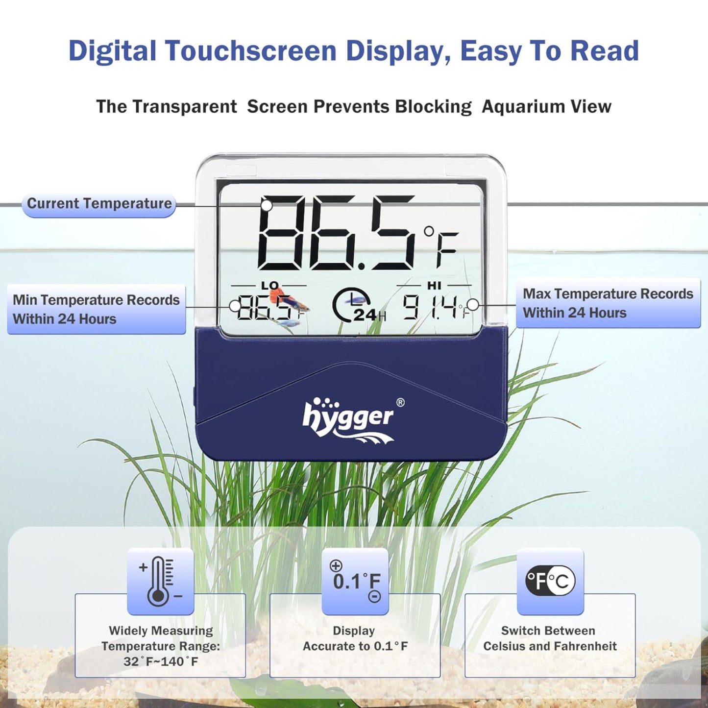 Hygger External Aquarium Thermometer S