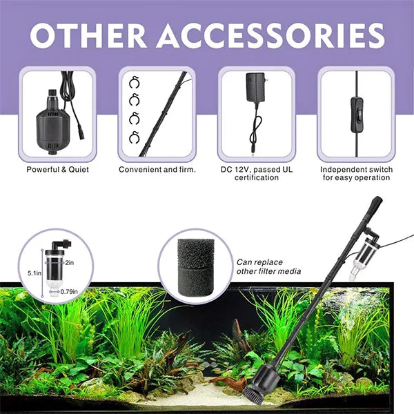 Hygger 5-in-1 electric aquarium gravel cleaner and water changer