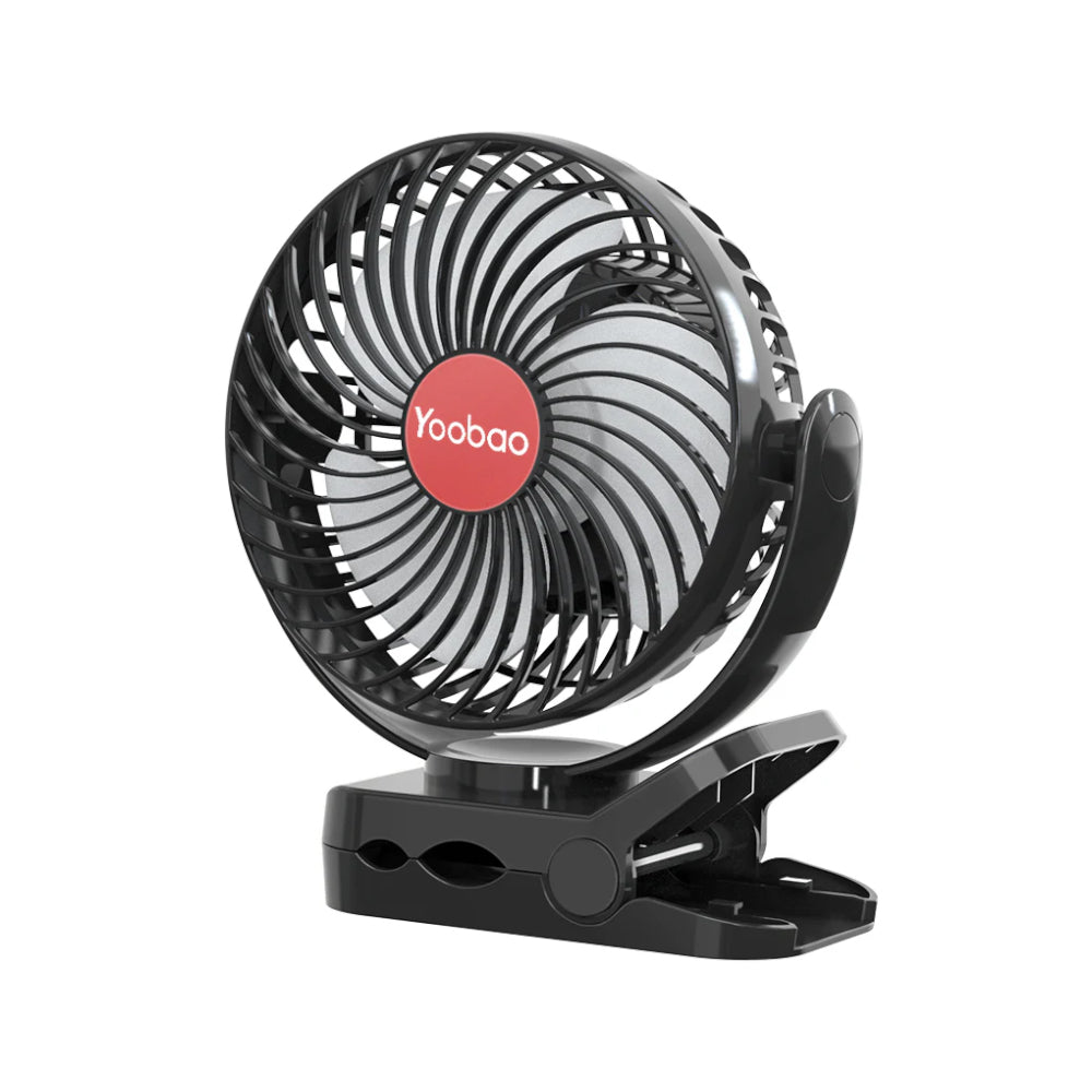 Yoobao Rechargeable Portable USB Mini Clip Fan with LED light. 8000mAh - Black