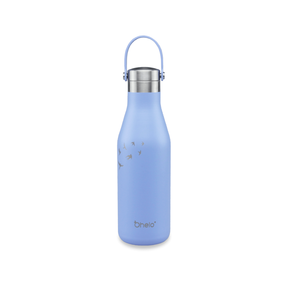 OHelo Blue Bottle With Etched Swallow