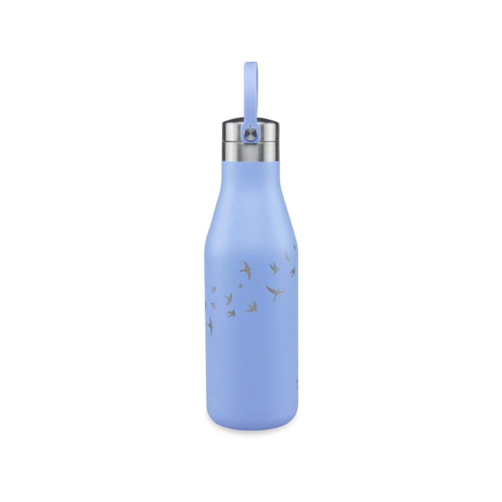 OHelo Blue Bottle With Etched Swallow