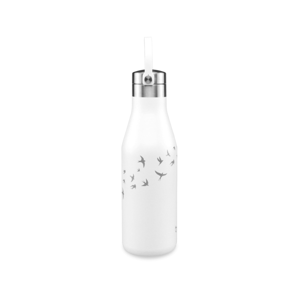 OHelo White Bottle With Etched Swallows