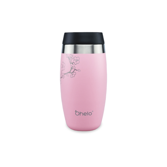 OHelo Pink Tumbler With Etched Blossoms