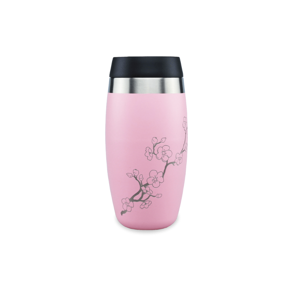 OHelo Pink Tumbler With Etched Blossoms