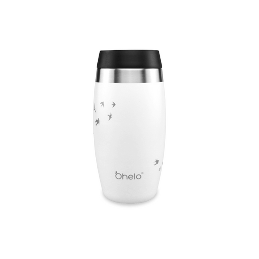 OHelo White Tumbler With Etched Swallows