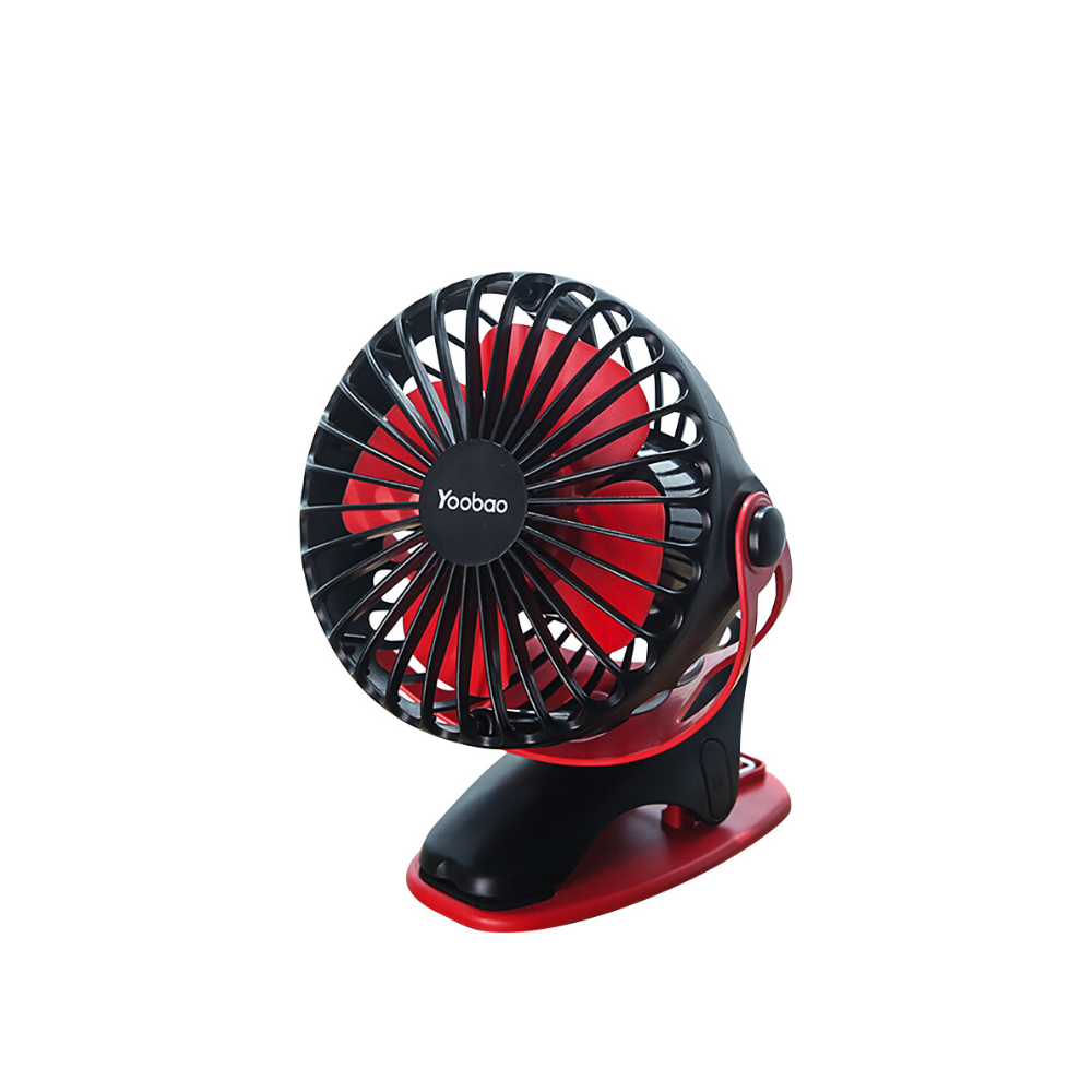 Yoobao Portable Noiseless Mini Clip Fan - Black/Red