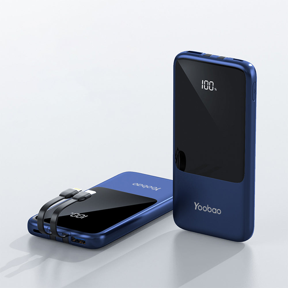 Yoobao Multi-functional Portable Built-in Cable 10000mAh Powerbank - Blue